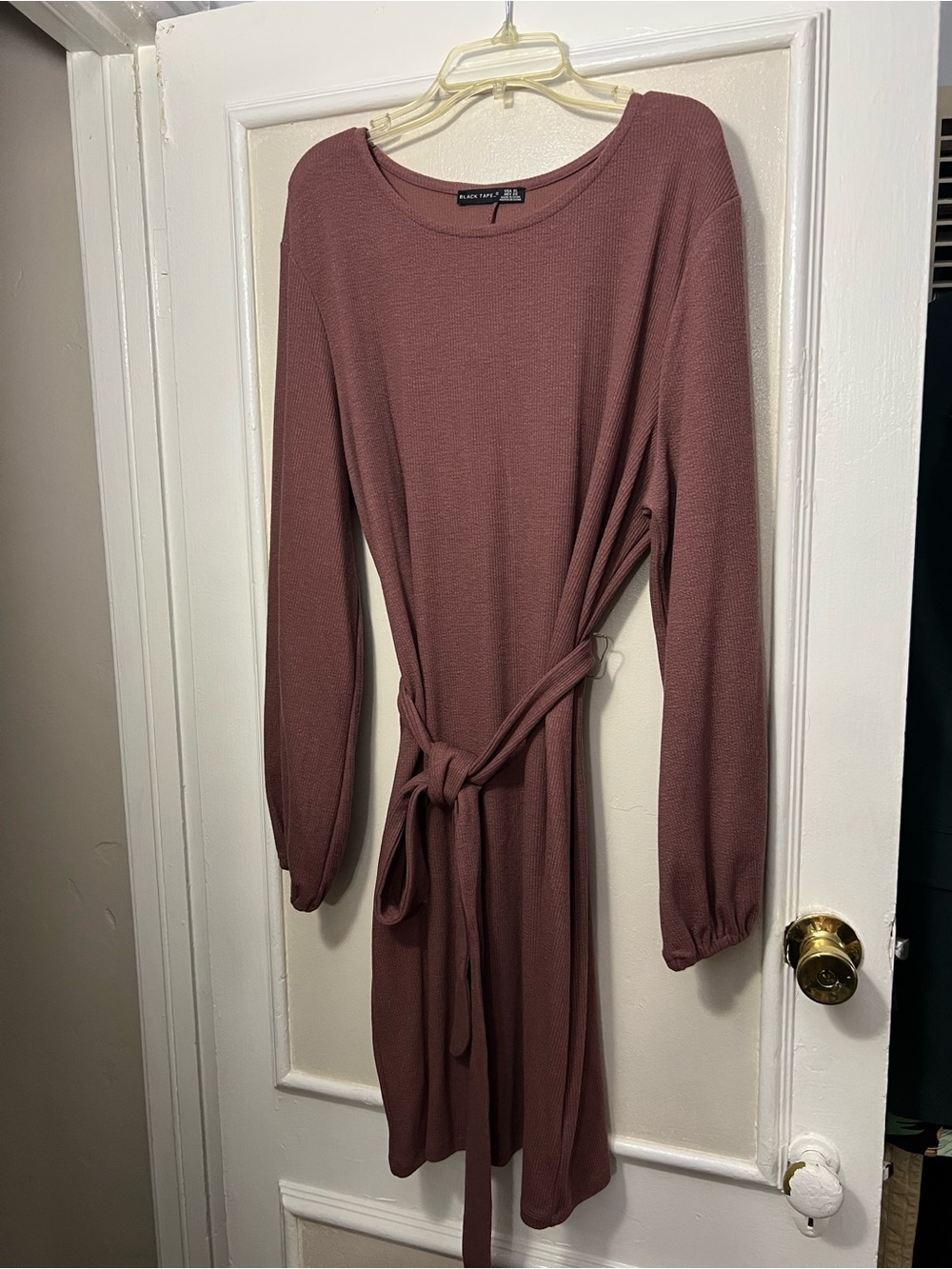 Tie-Waist Midi Dress in Mauve Pink